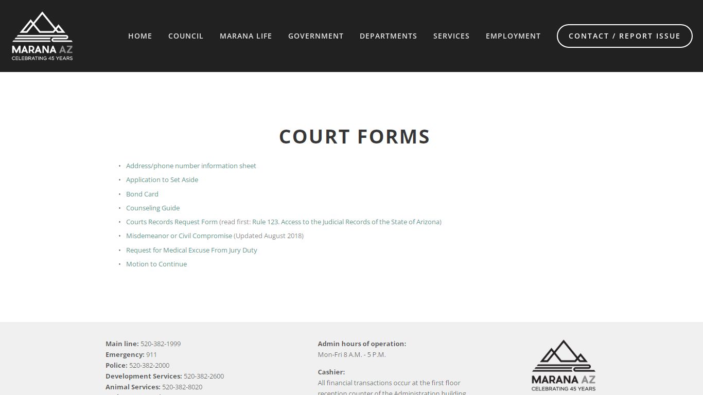 MUNICIPAL COURT-forms — Town of Marana