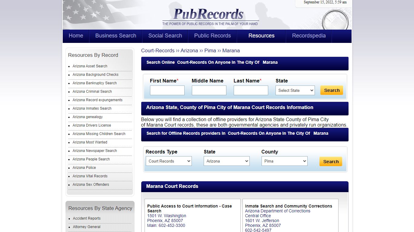 Marana, Pima County, Arizona Court Records - Pubrecords.com